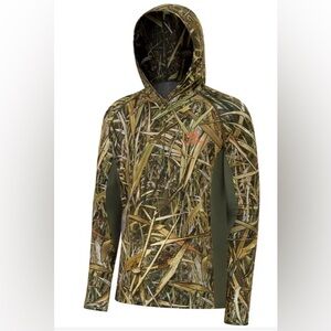 Bassdash | NWT Lightweight UPF 50+ Hunting Camo Hooded Shirt - XL, MarshReed